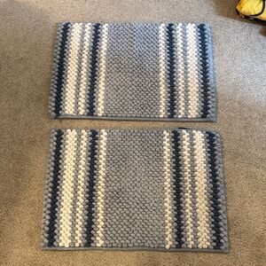 Olivia Gray Striped Ombré Blue Bath Mats 32” x 20”